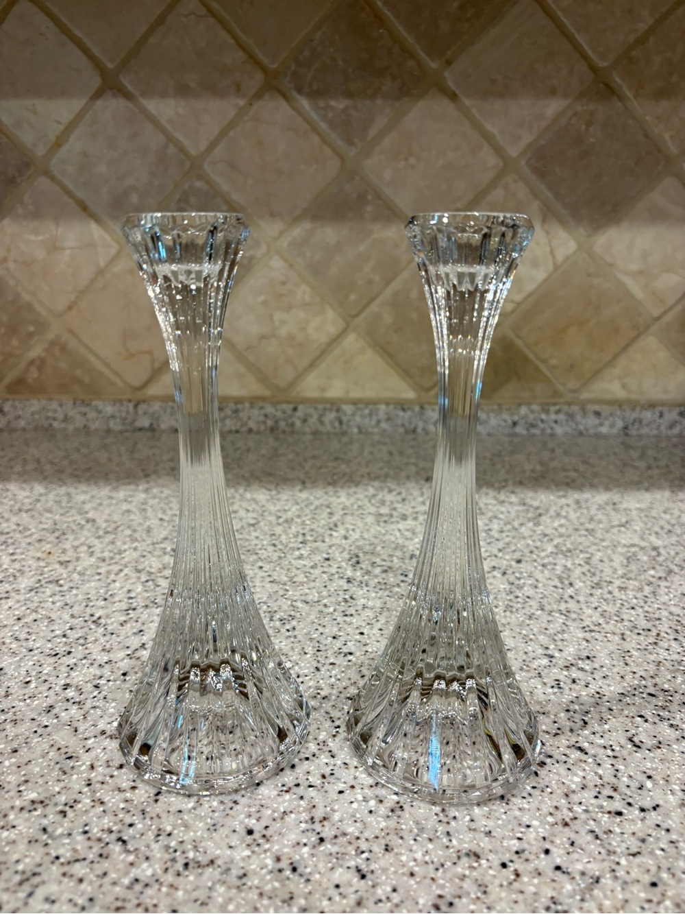 Vintage Mikasa Park Lane lead crystal taper candlestick holders